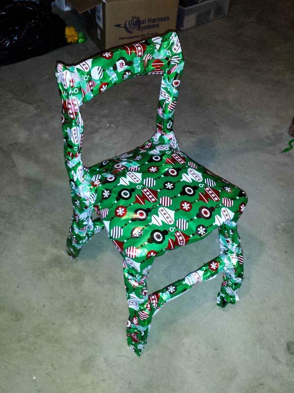 wrapped gift that is obviously a chair