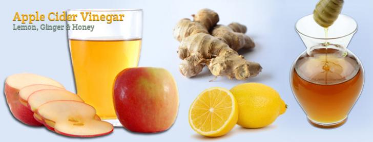 apple cider vinegar with lemon, ginger and honey
