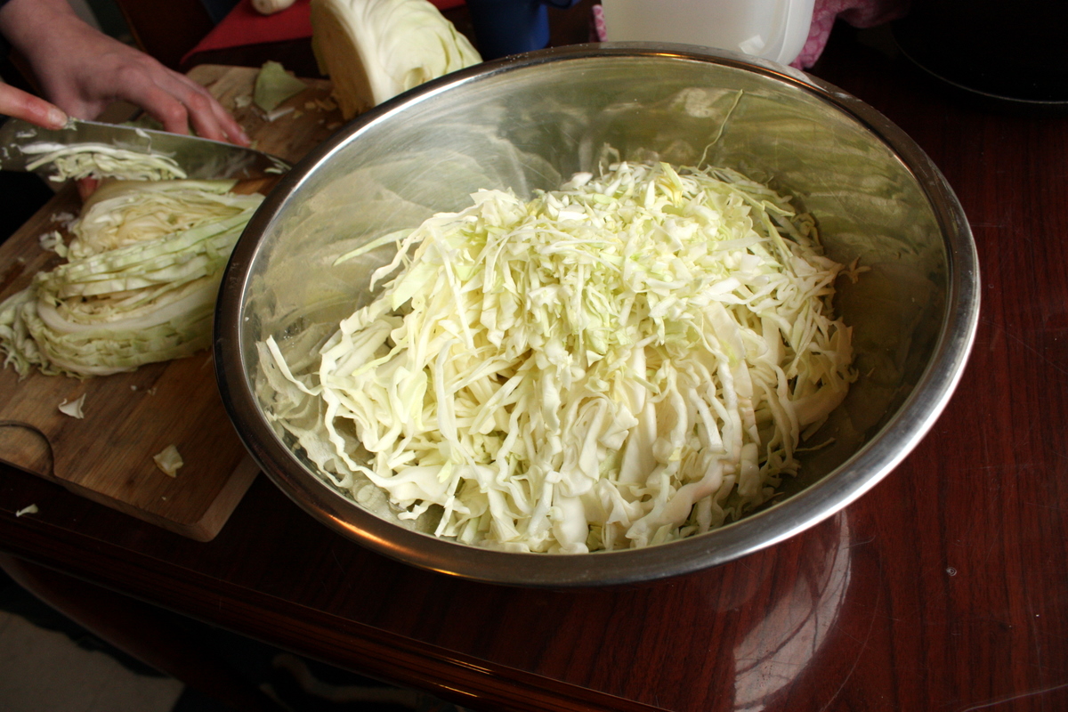 cut cabbage into small pieces to make cabbage juice
