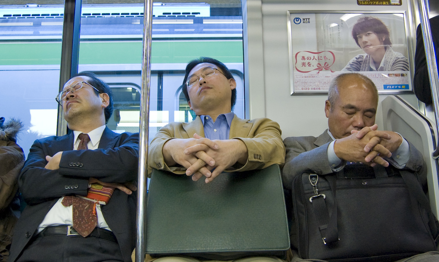 People sleeping in train, Japan