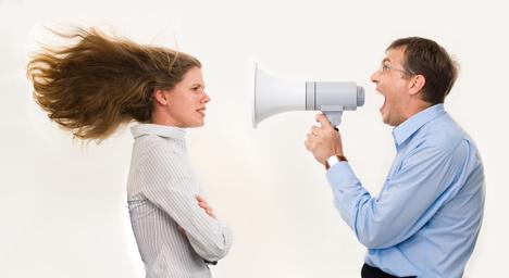 man shouting at woman