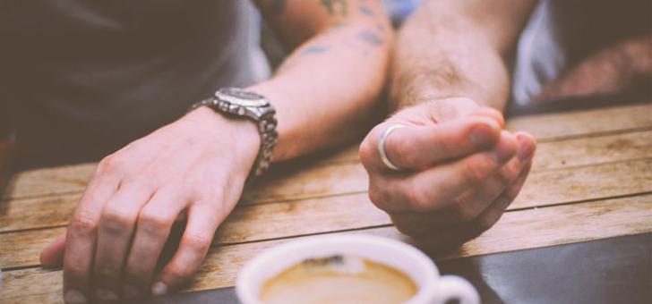 hands, coffee